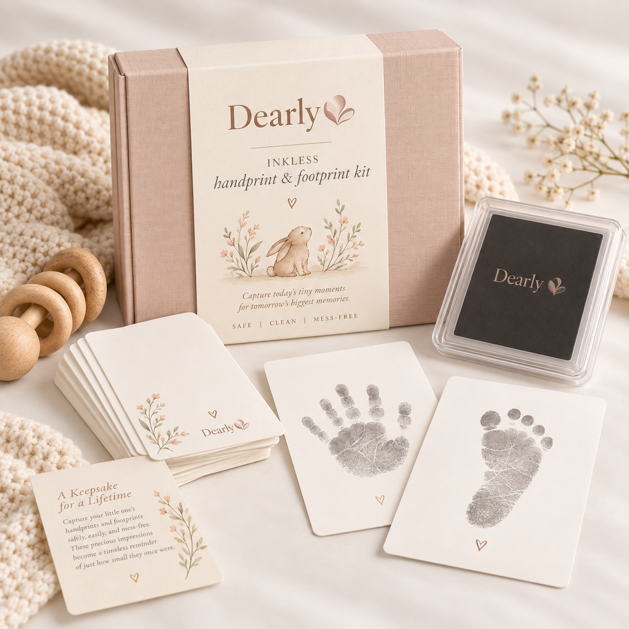 Dearly inkless handprint and footprint kit
